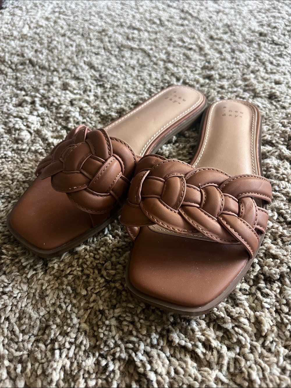 a new day Brown Braided Slide Sandals for Women